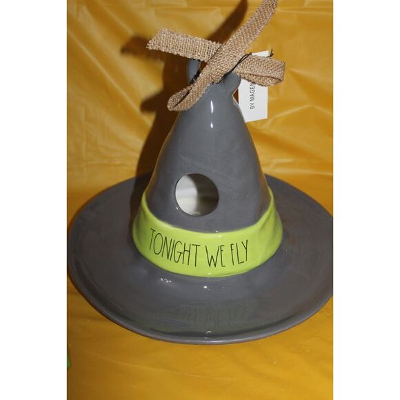 Rae Dunn Tonight We Fly Large Witch Hat Ceramic Birdhouse Feeder Halloween - Picture 3 of 10